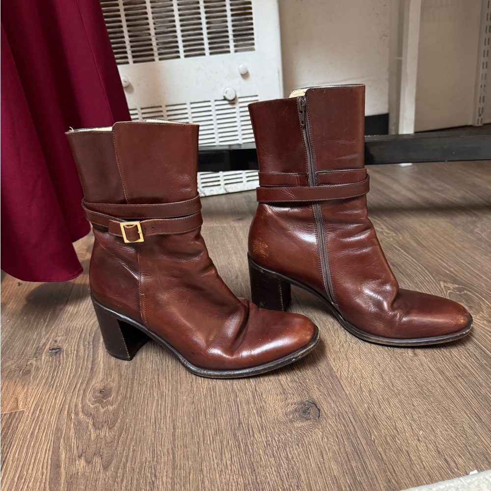 Bally Leather Chunky Heel Boots 9